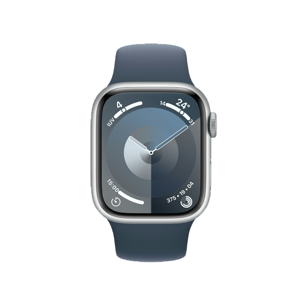 Refurbished Apple Watch Serie 9 | 41mm | Aluminium Argent | Bracelet Sport Bleu M/L | GPS | WiFi + 4G