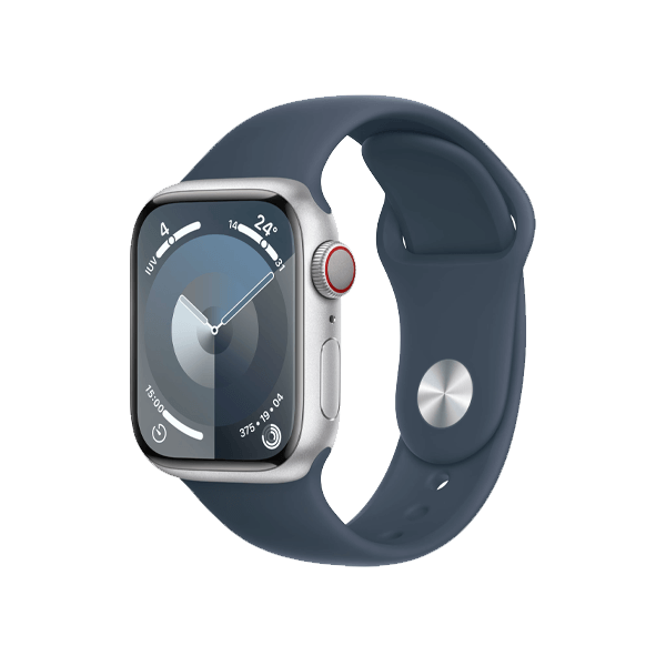 Refurbished Apple Watch Serie 9 | 41mm | Aluminium Argent | Bracelet Sport Bleu M/L | GPS | WiFi + 4G