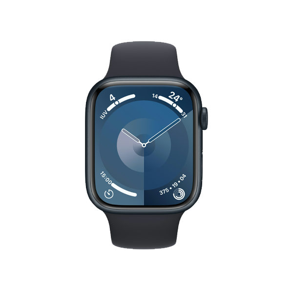 Refurbished Apple Watch Serie 9 | 45mm | Aluminium Minuit | Bracelet Sport Minuit M/L | GPS | WiFi + 4G