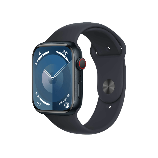 Refurbished Apple Watch Serie 9 | 45mm | Aluminium Minuit | Bracelet Sport Minuit M/L | GPS | WiFi + 4G