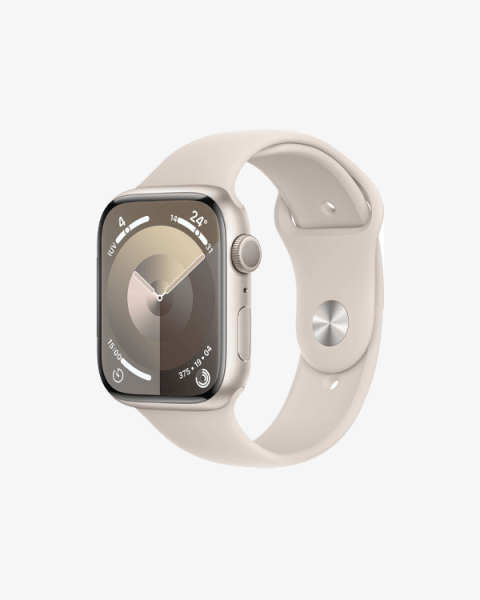 Refurbished Apple Watch Serie 9 | 45mm | Aluminium Lumi&egrave;re stellaire | Bracelet Sport Lumi&egrave;re stellaire M/L | GPS | WiFi