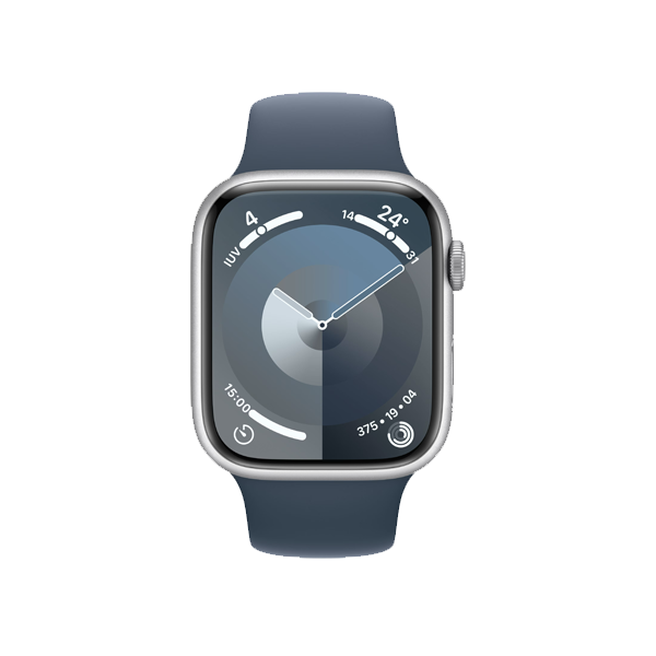 Refurbished Apple Watch Serie 9 | 45mm | Aluminium Argent | Bracelet Sport Bleu M/L | GPS | WiFi