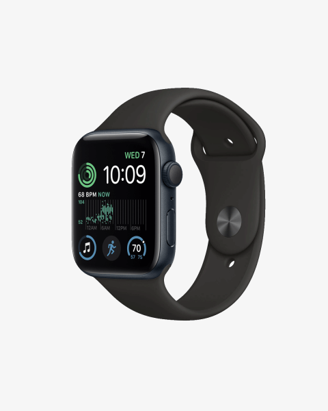 Refurbished Apple Watch Series SE 2022 | 44mm | Aluminium Bleu Minuit | Bracelet Sport Noir | GPS | WiFi + 4G