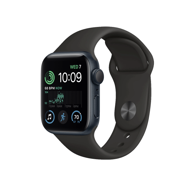 Refurbished Apple Watch Series SE 2022 | 40mm | Aluminium Bleu Minuit | Bracelet Sport Noir | GPS | WiFi + 4G