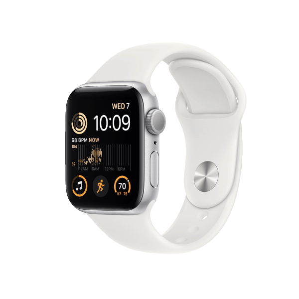 Refurbished Apple Watch Series SE 2022 | 40mm | Aluminium Argent | Bracelet Sport Blanc | GPS | WiFi