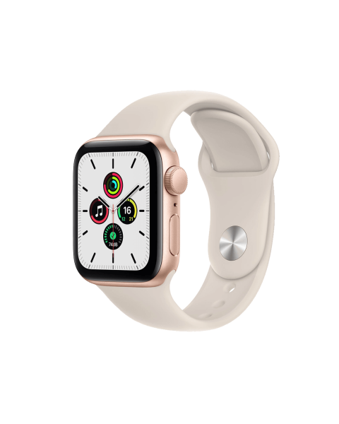 Refurbished Apple Watch Series SE | 40mm | Aluminium Case Goud | Sterrenlicht wit sportbandje | GPS | WiFi