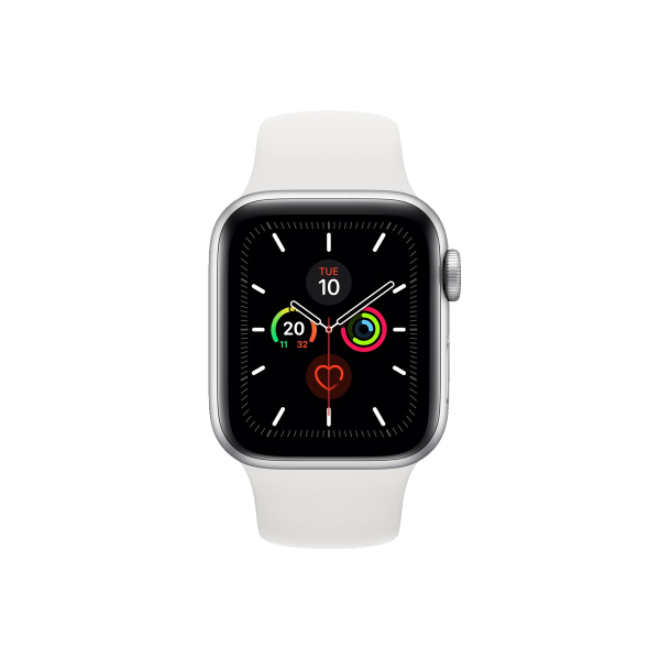 Refurbished Apple Watch Serie 5 | 44mm | Aluminium Argent | Bracelet Sport Blanc | GPS | WiFi