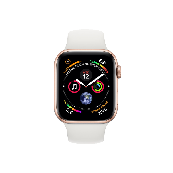 Refurbished Apple Watch Series 4 Boîtier en aluminium GPS+Cellulaire de 40 mm doré avec bracelet sport blanc