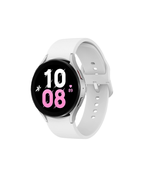 Refurbished Galaxy Watch5 | 44mm | Aluminium Argent | Bracelet Sport Blanc | GPS | WiFi