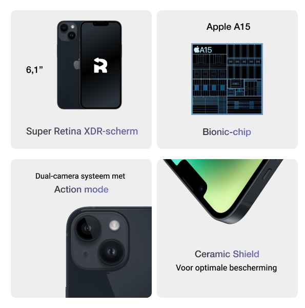 Refurbished iPhone 14 128GB Minuit Noir