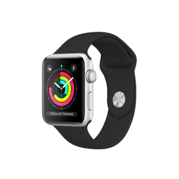 Refurbished Apple Watch Series 1 Boîtier en aluminium de 42 mm Argent avec bracelet sport noir