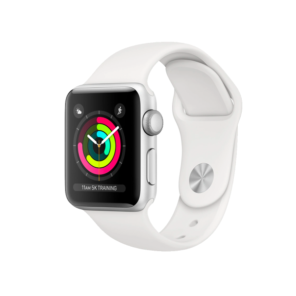 Refurbished Apple Watch Series 3 | 38mm | Aluminium Argent | Bracelet Sport Blanc | GPS | WiFi