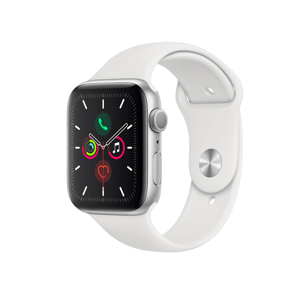 Refurbished Apple Watch Serie 5 | 44mm | Aluminium Argent | Bracelet Sport Blanc | GPS | WiFi