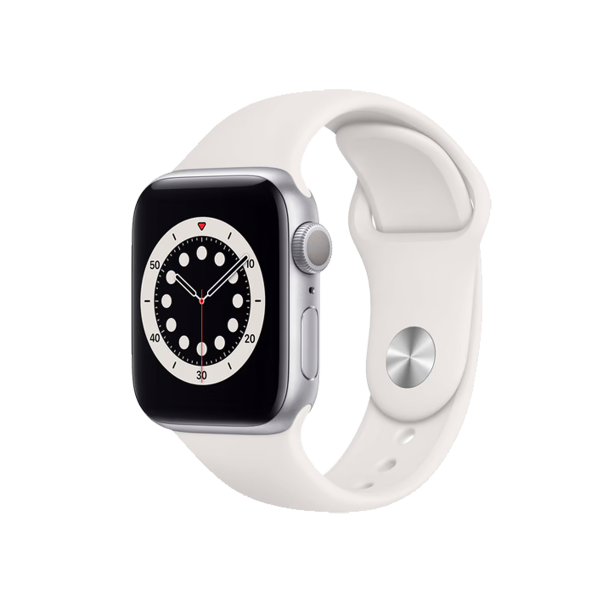 Apple Watch Series 6 | 40mm | Aluminium Argent | Bracelet Sport Blanc | GPS | WiFi + 4G