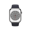 Refurbished Apple Watch Serie 8 | 45mm | Stainless Steel Argent | Bracelet Sport Noir | GPS | WiFi + 4G